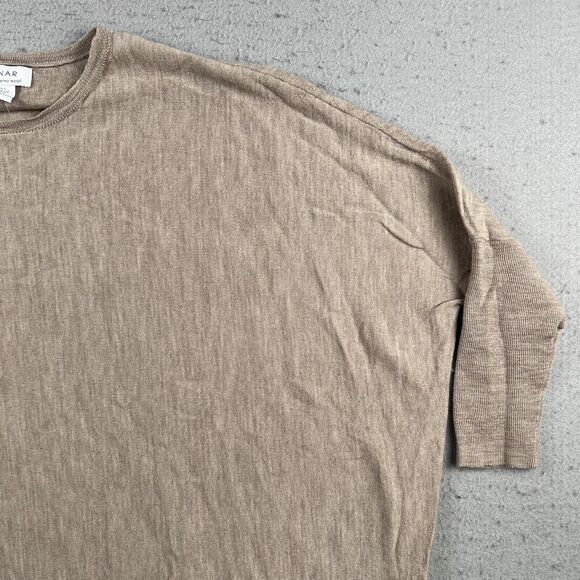 Kenar‎ Heathered Beige 100% Merino Wool Oversized Dolman Sleeve Sweater Small - Picture 2 of 16